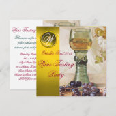 INVITATION VERRE DE VIN, VIEILLE VIGNE À PARTY MONOGRAMME (Devant / Derrière)