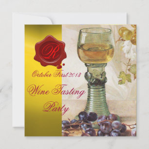 INVITATION VERRE DE VIN, VIEILLE VIGNE FÊTE MONOGRAMME