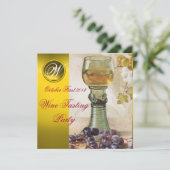 INVITATION VERRE DE VIN, VIEUX VIGNOBLES VIGNOBLES MONOGRAMME (Debout devant)
