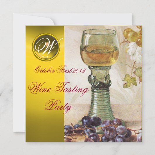 INVITATION VERRE DE VIN, VIEUX VIGNOBLES VIGNOBLES MONOGRAMME (Devant)