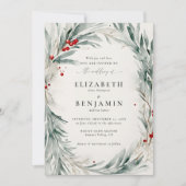 Invitation Verre d'hiver Aquarelle de Noël Mariage élégant (Devant)