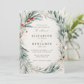 Invitation Verre d'hiver Aquarelle de Noël Mariage élégant (Debout devant)