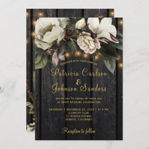 Invitation Verre d'hiver blanc floral rustique bouquet mariag