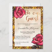 Invitation Verre doré Rose Beauté et la bête (Devant)