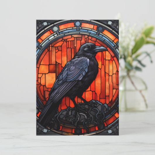 Invitation Verre Éffrayant Raven (Debout devant)