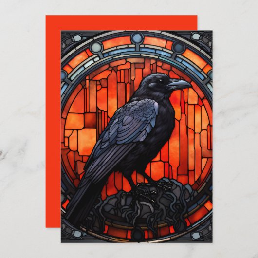 Invitation Verre Éffrayant Raven (Devant / Derrière)