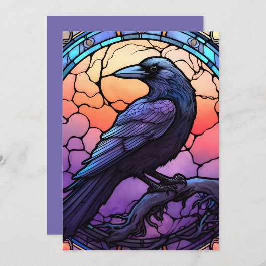 Invitation Verre Éffrayant Raven (Devant / Derrière)