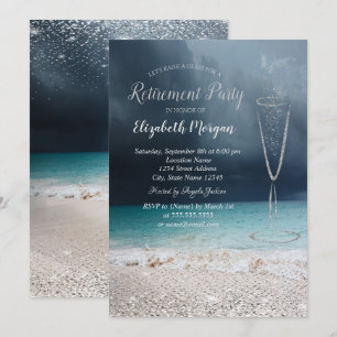 Invitation Verre élégant à confettis argentés pour la retrait