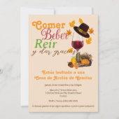 Invitation Verre Espagnol Manger Boire Dîner Thanksgiving (Devant)
