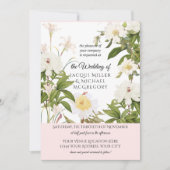 Invitation Verre et Blush Vanilla Rose w Leaf Foliag Mariage (Devant)