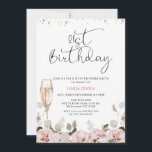 Invitation Verre floral clair 21e anniversaire<br><div class="desc">Blush Floral Glass 21st Birthday Invitation à thème Floral 21st anniversaire invitation avec un bel arrangement floral avec des fleurs de couleur rousse et le verre de champagne de feuillage eucalyptus et un noir moderne calligraphie de police image cap. Idéal pour tous ceux qui recherchent un invitation de 21ème anniversaire...</div>