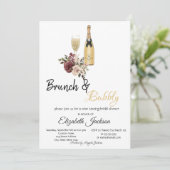 Invitation Verre humide Brunch Floral & Fête des mariées Bubb (Debout devant)