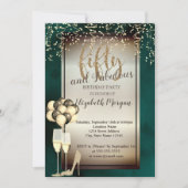 Invitation Verre Parties scintillant or, Ballons Vert 50e ann (Devant)