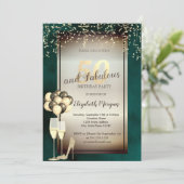 Invitation Verre Parties scintillant or, Ballons Vert 50e ann (Debout devant)