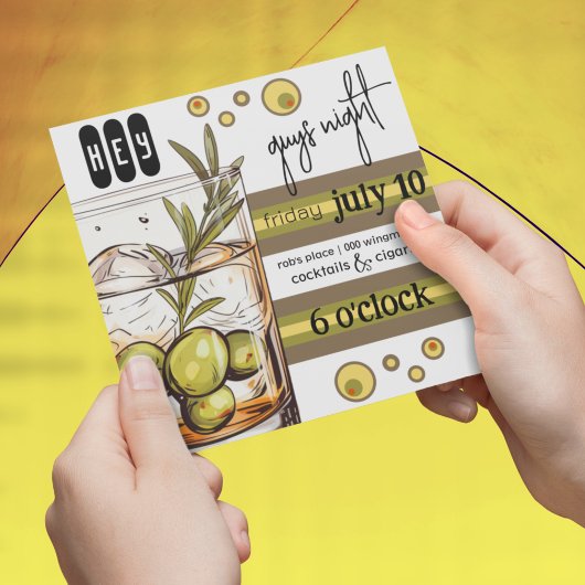 Invitation Verre rocheux | Olives | Sortie nocturne des garço