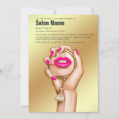Invitation Verre rose et or Chic Beauté Salon Grand Ouverture (Devant)