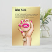 Invitation Verre rose et or Chic Beauté Salon Grand Ouverture (Debout devant)