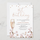 Invitation Verre rose Fleur sauvage 21e anniversaire Invitati (Devant)