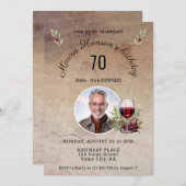 Invitation Verre rouge rustique Vin Olive 50e anniversaire Ph (Devant / Derrière)