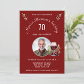 Invitation Verre rouge rustique Vin Olive 50e anniversaire Ph (Debout devant)
