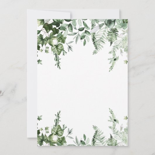 Invitation Verre rustique & Sage Mariage de verdure (Dos)