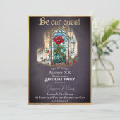 Invitation Verre tendu Beauté et la Bête Château gothique (Debout devant)