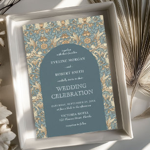 Invitation Verre vert poussiéreux tendance floral Art Nouveau