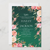 Invitation Verre vert rose de Noël Mariage floral de Noël (Devant)