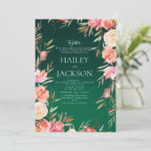 Invitation Verre vert rose de Noël Mariage floral de Noël (Debout devant)