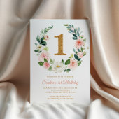 Invitation Verrerie florale rose pâle 1er anniversaire Invita