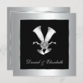 Invitation Verres à Champagne 25e Anniversaire de Mariage (Devant / Derrière)