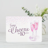 Invitation Verres à champagne à l'aquarelle pour anniversaire (Debout devant)