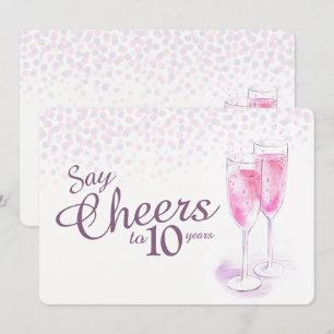 Invitation verres à champagne aquarelle Cheers anniversaire d