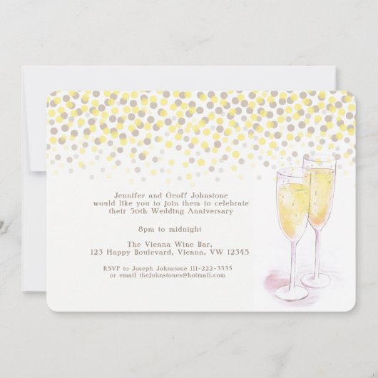 Invitation Verres à champagne Cheers 50e anniversaire (Dos)