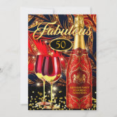 Invitation Verres à champagne dorés pour fête d'anniversaire (Devant)