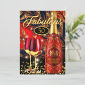 Invitation Verres à champagne dorés pour fête d'anniversaire (Debout devant)