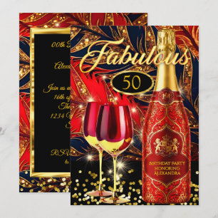 Invitation Verres à champagne dorés pour fête d'anniversaire