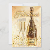 Invitation Verres à champagne dorés pour une fête d'anniversa (Devant)