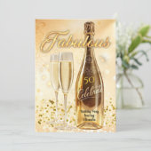 Invitation Verres à champagne dorés pour une fête d'anniversa (Debout devant)