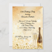 Invitation Verres à champagne dorés pour une fête d'anniversa (Dos)