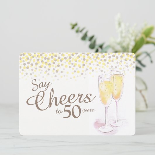 Invitation Verres à champagne pour 50e anniversaire de mariag (Debout devant)