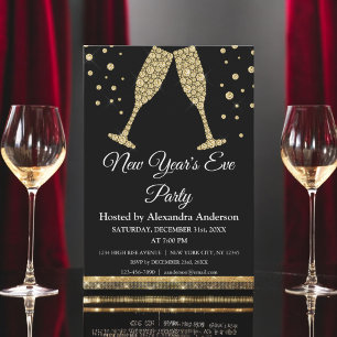 Invitation Verres à champagne pour la fête du Nouvel An 2024