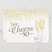 Invitation Verres à champagne pour les 50 ans (Devant / Derrière)
