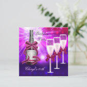 Invitation Verres à champagne rose pour 40e anniversaire (Debout devant)