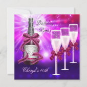 Invitation Verres à champagne rose pour 40e anniversaire (Devant)