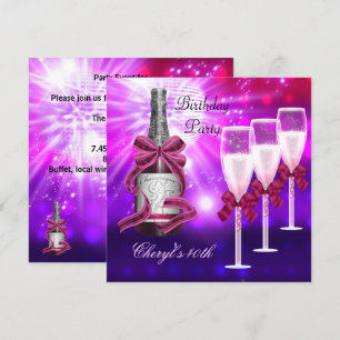 Invitation Verres à champagne rose pour 40e anniversaire