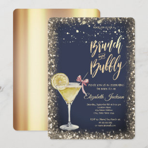 Invitation Verres à cocktail points dorés Citron Réception de