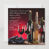 Invitation Verres à vin Bouteilles Fête de dégustation de vin (Dos)