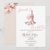 Invitation Verres à vin Bouteilles Roses Brunch & Bulles (Devant / Derrière)