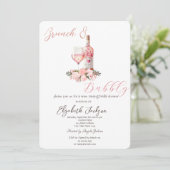 Invitation Verres à vin Bouteilles Roses Brunch & Bulles (Debout devant)